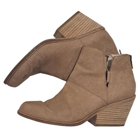 Eileen Fisher Tote Chic Ankle Boots Stacked Heel Size 8.5 Earth Tumbled Nubuck - Picture 8 of 13